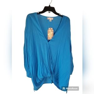 Band of Gypsies gauzy surplice top in electric/Blue sz 1X